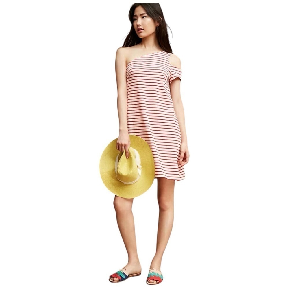 NEW Anthropologie Marketa One-Shoulder Dress Striped Parisian Size XL